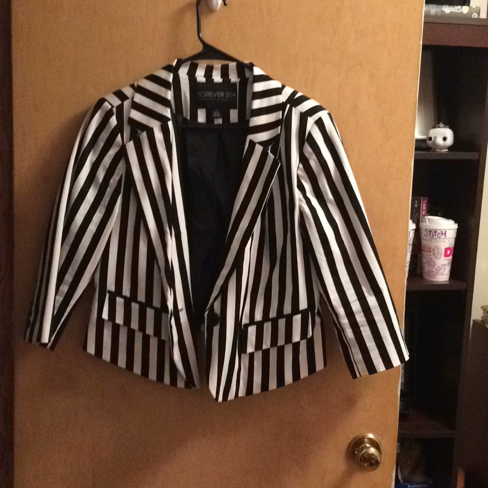Black and white striped blazer